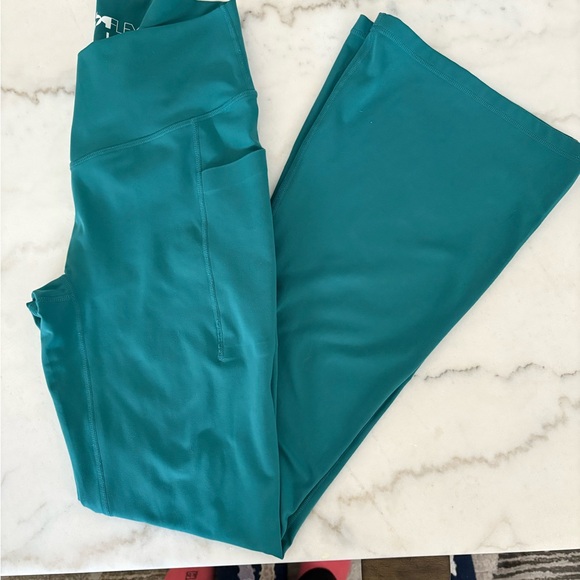 Teal Flared Women's Pants - Picture 5 of 6